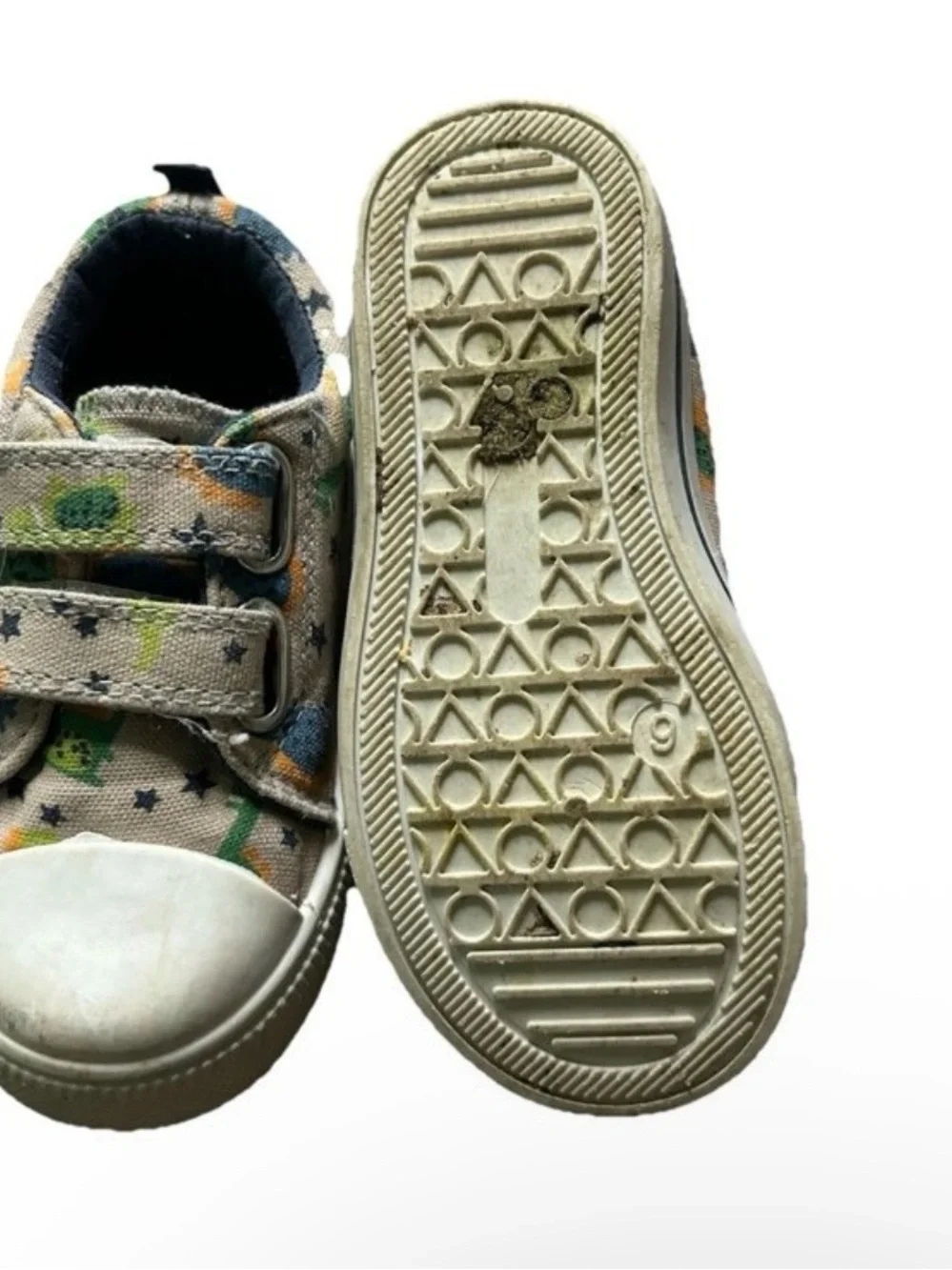 Toddler Boy Beige Sneakers With Dinosaurs Size 6